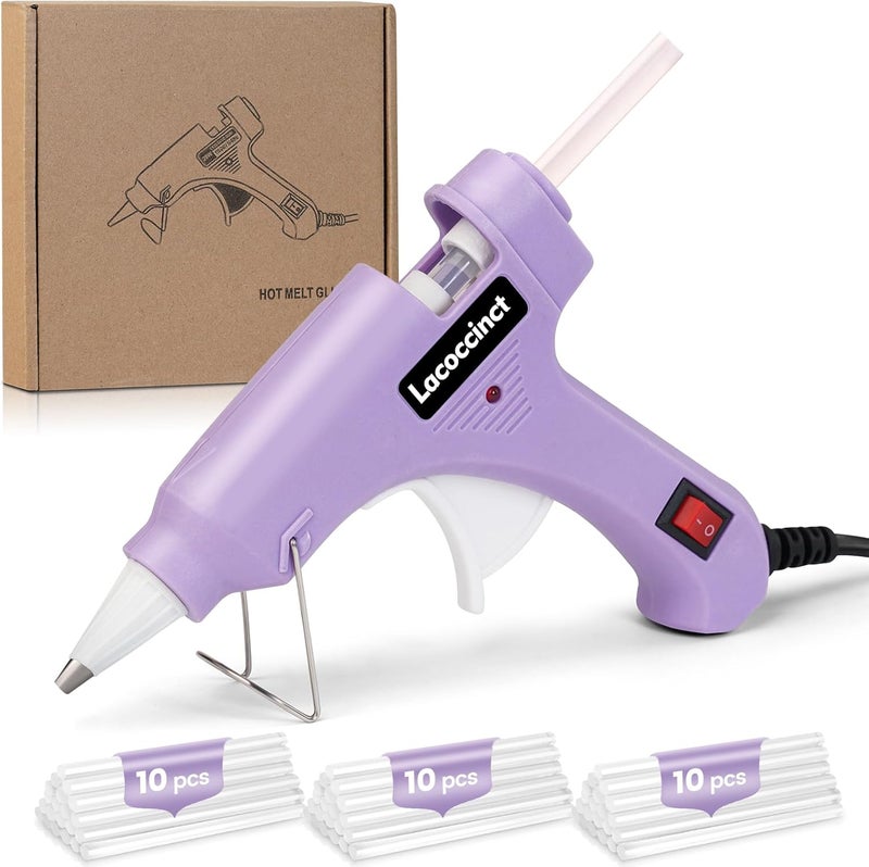 Lacoccinct Hot Glue Gun, Mini Hot Glue Gun Kit with 30 Glue Sticks, Fast Preheating Hot Melt for School Crafts DIY Arts and Quick Home Repairs, 20w Light Purple - Image 1